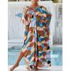 imageBsubseach Kaftan Dresses for Women Plus Size Swimsuit Cover Up V Neck Caftan Beach Dress LoungewearDcolored Geometry