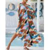 imageBsubseach Kaftan Dresses for Women Plus Size Swimsuit Cover Up V Neck Caftan Beach Dress LoungewearDcolored Geometry