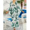 imageBsubseach Kaftan Dresses for Women Plus Size Swimsuit Cover Up V Neck Caftan Beach Dress LoungewearDgreen Leaves Print