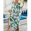 imageBsubseach Kaftan Dresses for Women Plus Size Swimsuit Cover Up V Neck Caftan Beach Dress LoungewearDgreen Leaves Print