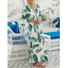 imageBsubseach Kaftan Dresses for Women Plus Size Swimsuit Cover Up V Neck Caftan Beach Dress LoungewearDgreen Leaves Print