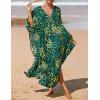 imageBsubseach Kaftan Dresses for Women Plus Size Swimsuit Cover Up V Neck Caftan Beach Dress LoungewearDgreen Leopard