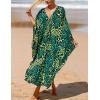 imageBsubseach Kaftan Dresses for Women Plus Size Swimsuit Cover Up V Neck Caftan Beach Dress LoungewearDgreen Leopard