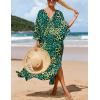 imageBsubseach Kaftan Dresses for Women Plus Size Swimsuit Cover Up V Neck Caftan Beach Dress LoungewearDgreen Leopard