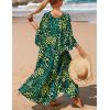imageBsubseach Kaftan Dresses for Women Plus Size Swimsuit Cover Up V Neck Caftan Beach Dress LoungewearDgreen Leopard