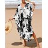 imageBsubseach Kaftan Dresses for Women Plus Size Swimsuit Cover Up V Neck Caftan Beach Dress LoungewearDink Print