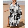imageBsubseach Kaftan Dresses for Women Plus Size Swimsuit Cover Up V Neck Caftan Beach Dress LoungewearDink Print