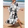 imageBsubseach Kaftan Dresses for Women Plus Size Swimsuit Cover Up V Neck Caftan Beach Dress LoungewearDink Print