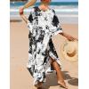 imageBsubseach Kaftan Dresses for Women Plus Size Swimsuit Cover Up V Neck Caftan Beach Dress LoungewearDink Print