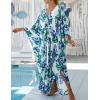 imageBsubseach Kaftan Dresses for Women Plus Size Swimsuit Cover Up V Neck Caftan Beach Dress LoungewearDleaves