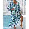 imageBsubseach Kaftan Dresses for Women Plus Size Swimsuit Cover Up V Neck Caftan Beach Dress LoungewearDleaves