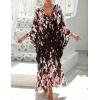 imageBsubseach Kaftan Dresses for Women Plus Size Swimsuit Cover Up V Neck Caftan Beach Dress LoungewearDred Black Flowers