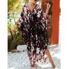 imageBsubseach Kaftan Dresses for Women Plus Size Swimsuit Cover Up V Neck Caftan Beach Dress LoungewearDred Black Flowers