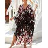 imageBsubseach Kaftan Dresses for Women Plus Size Swimsuit Cover Up V Neck Caftan Beach Dress LoungewearDred Black Flowers