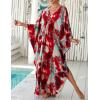 imageBsubseach Kaftan Dresses for Women Plus Size Swimsuit Cover Up V Neck Caftan Beach Dress LoungewearDred Tiedye