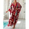 imageBsubseach Kaftan Dresses for Women Plus Size Swimsuit Cover Up V Neck Caftan Beach Dress LoungewearDred Tiedye