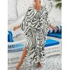 imageBsubseach Kaftan Dresses for Women Plus Size Swimsuit Cover Up V Neck Caftan Beach Dress LoungewearDwhite Black Arc