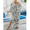 imageBsubseach Kaftan Dresses for Women Plus Size Swimsuit Cover Up V Neck Caftan Beach Dress LoungewearDwhite Black Arc