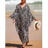 imageBsubseach Kaftan Dresses for Women Plus Size Swimsuit Cover Up V Neck Caftan Beach Dress LoungewearDzebra Black