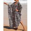 imageBsubseach Kaftan Dresses for Women Plus Size Swimsuit Cover Up V Neck Caftan Beach Dress LoungewearDzebra Black