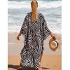 imageBsubseach Kaftan Dresses for Women Plus Size Swimsuit Cover Up V Neck Caftan Beach Dress LoungewearDzebra Black