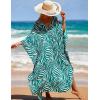 imageBsubseach Kaftan Dresses for Women Plus Size Swimsuit Cover Up V Neck Caftan Beach Dress LoungewearDzebra Green
