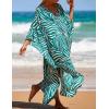 imageBsubseach Kaftan Dresses for Women Plus Size Swimsuit Cover Up V Neck Caftan Beach Dress LoungewearDzebra Green