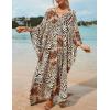 imageBsubseach Kaftan Dresses for Women Plus Size Swimsuit Cover Up V Neck Caftan Beach Dress LoungewearDzebra Spots