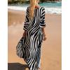 imageBsubseach Kaftan Dresses for Women Plus Size Swimsuit Cover Up V Neck Caftan Beach Dress LoungewearDzebra Stripe