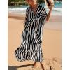 imageBsubseach Kaftan Dresses for Women Plus Size Swimsuit Cover Up V Neck Caftan Beach Dress LoungewearDzebra Stripe