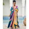 imageBsubseach Kaftan Dresses for Women V Neck Batwing Sleeve Plus Size Caftans Swimwear Coverups Maxi Beach DressesBlue Geometry