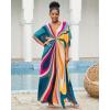 imageBsubseach Kaftan Dresses for Women V Neck Batwing Sleeve Plus Size Caftans Swimwear Coverups Maxi Beach DressesBlue Geometry