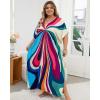 imageBsubseach Kaftan Dresses for Women V Neck Batwing Sleeve Plus Size Caftans Swimwear Coverups Maxi Beach DressesColorful
