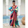 imageBsubseach Kaftan Dresses for Women V Neck Batwing Sleeve Plus Size Caftans Swimwear Coverups Maxi Beach DressesColorful