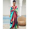 imageBsubseach Kaftan Dresses for Women V Neck Batwing Sleeve Plus Size Caftans Swimwear Coverups Maxi Beach DressesColorful