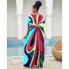 imageBsubseach Kaftan Dresses for Women V Neck Batwing Sleeve Plus Size Caftans Swimwear Coverups Maxi Beach DressesColorful