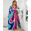 imageBsubseach Kaftan Dresses for Women V Neck Batwing Sleeve Plus Size Caftans Swimwear Coverups Maxi Beach DressesColorful