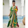 imageBsubseach Kaftan Dresses for Women V Neck Batwing Sleeve Plus Size Caftans Swimwear Coverups Maxi Beach DressesGreen Geometry