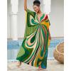 imageBsubseach Kaftan Dresses for Women V Neck Batwing Sleeve Plus Size Caftans Swimwear Coverups Maxi Beach DressesGreen Geometry