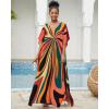 imageBsubseach Kaftan Dresses for Women V Neck Batwing Sleeve Plus Size Caftans Swimwear Coverups Maxi Beach DressesOrange Geometry
