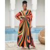 imageBsubseach Kaftan Dresses for Women V Neck Batwing Sleeve Plus Size Caftans Swimwear Coverups Maxi Beach DressesOrange Geometry