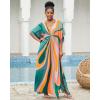 imageBsubseach Kaftan Dresses for Women V Neck Batwing Sleeve Plus Size Caftans Swimwear Coverups Maxi Beach DressesStripes Print