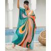 imageBsubseach Kaftan Dresses for Women V Neck Batwing Sleeve Plus Size Caftans Swimwear Coverups Maxi Beach DressesStripes Print