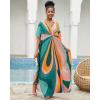 imageBsubseach Kaftan Dresses for Women V Neck Batwing Sleeve Plus Size Caftans Swimwear Coverups Maxi Beach DressesStripes Print