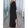 imageBsubseach Kaftan Dresses for Women V Neck Swimsuit Coverup Caftan Dress Womens Long Sleeve Flowy Beach DressEblack
