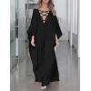imageBsubseach Kaftan Dresses for Women V Neck Swimsuit Coverup Caftan Dress Womens Long Sleeve Flowy Beach DressEblack