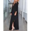 imageBsubseach Kaftan Dresses for Women V Neck Swimsuit Coverup Caftan Dress Womens Long Sleeve Flowy Beach DressEblack