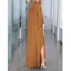 imageBsubseach Kaftan Dresses for Women V Neck Swimsuit Coverup Caftan Dress Womens Long Sleeve Flowy Beach DressEbrown