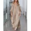 imageBsubseach Kaftan Dresses for Women V Neck Swimsuit Coverup Caftan Dress Womens Long Sleeve Flowy Beach DressEgold