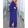 imageBsubseach Kaftan Dresses for Women V Neck Swimsuit Coverup Caftan Dress Womens Long Sleeve Flowy Beach DressEnavy